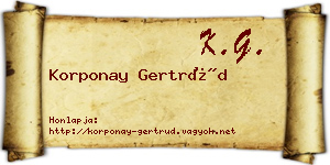 Korponay Gertrúd névjegykártya